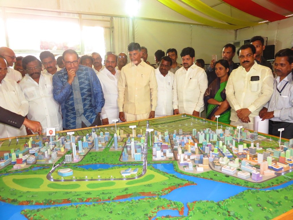 Naidu lays foundation stone for Amaravati Start Up area