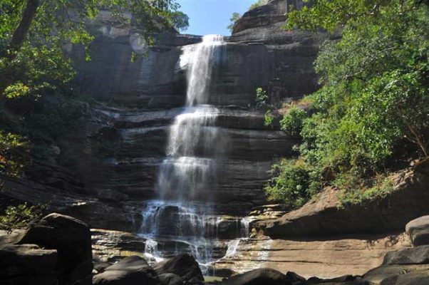 The beautiful waterfalls amid lush green hillocks