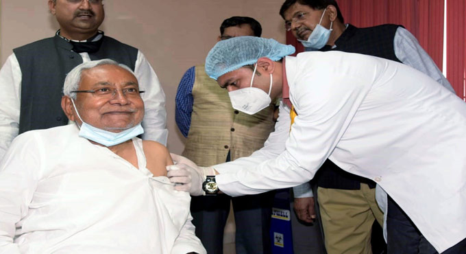 Nitish takes first jab as Bihar launches free vaccine campaign