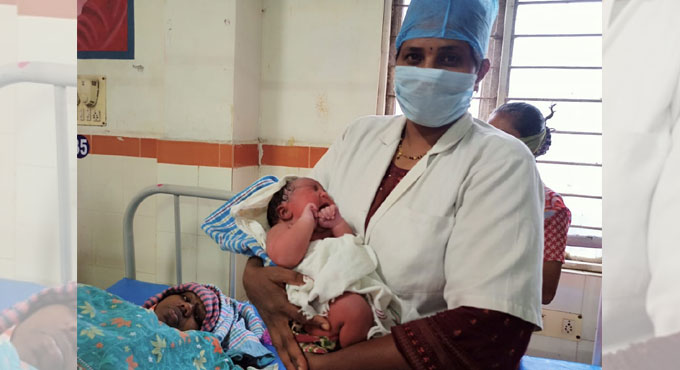 baby girl weighing 5-kg in Warangal