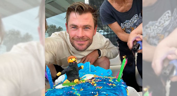 Chris Hemsworth shows off birthday cake baked by his kids