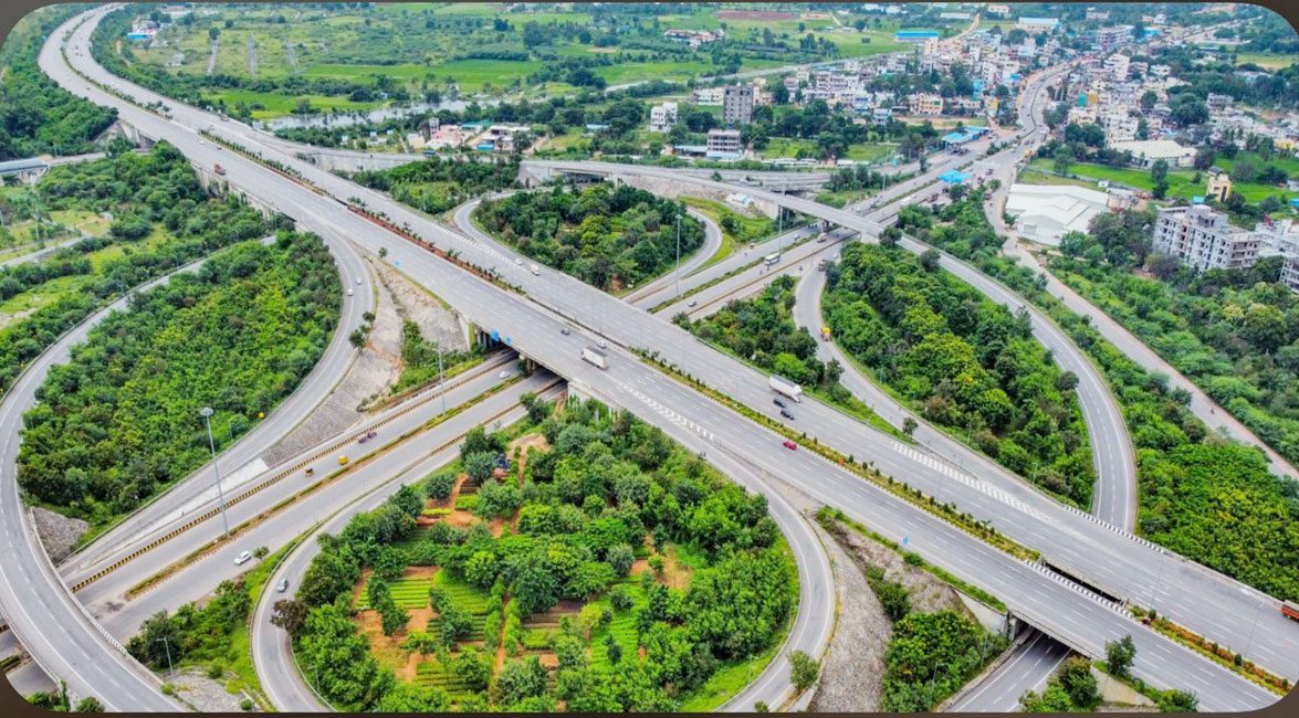 Hyderabad Road, Ring Road with Trafic View. India Stock Photo - Alamy