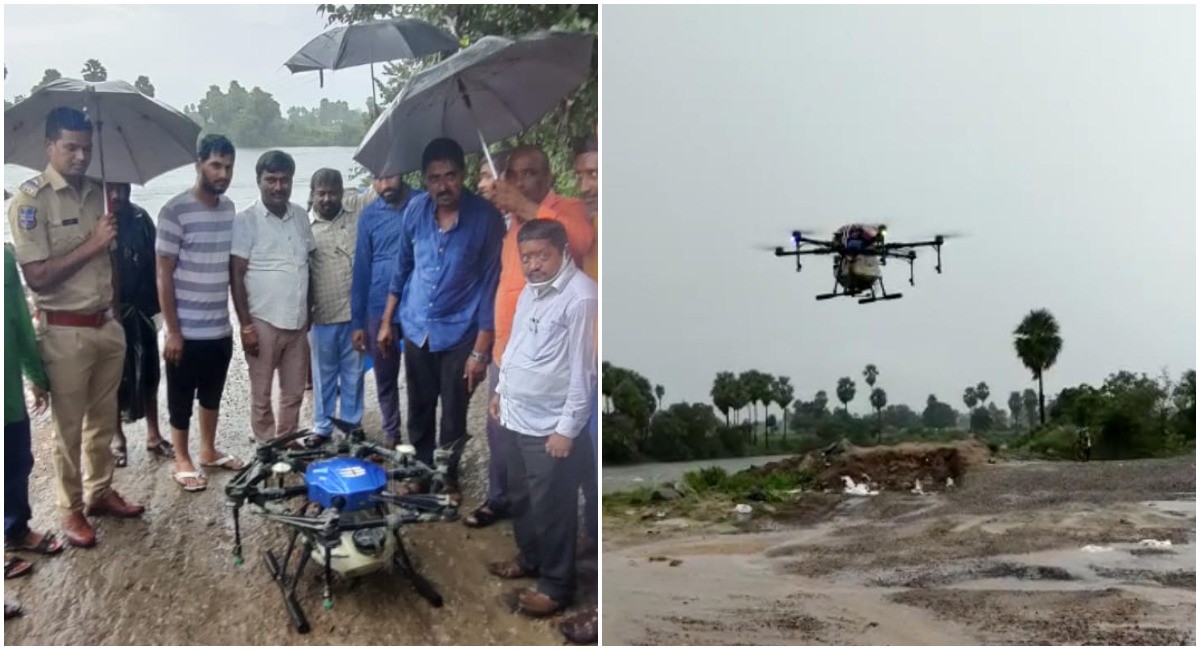 Drone used to deliver medicine to treat sick child in marooned village of Kamareddy