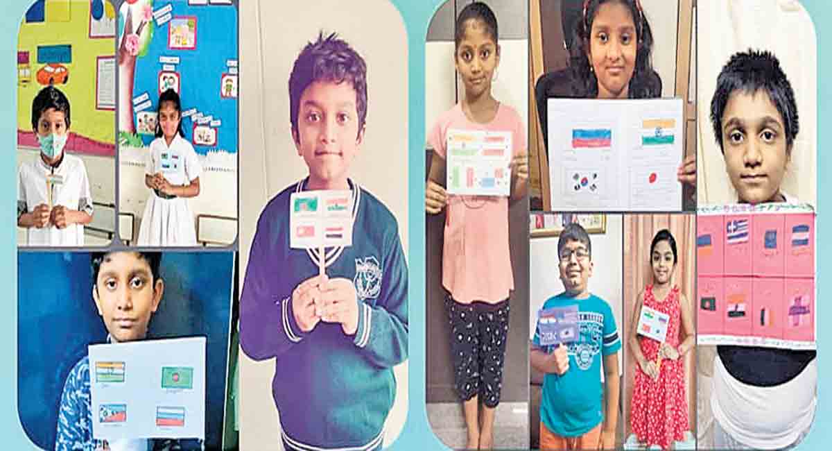DPS Nacharam: Children taught about flags and currencies