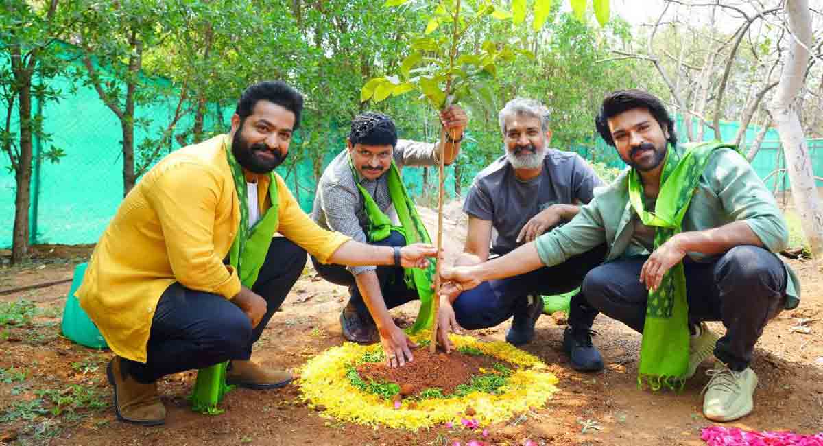 Team RRR plants saplings as part of Green India Challenge