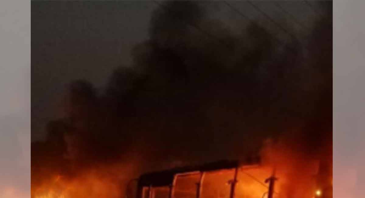 Andhra Pradesh: 9 buses gutted in fire in Ongole