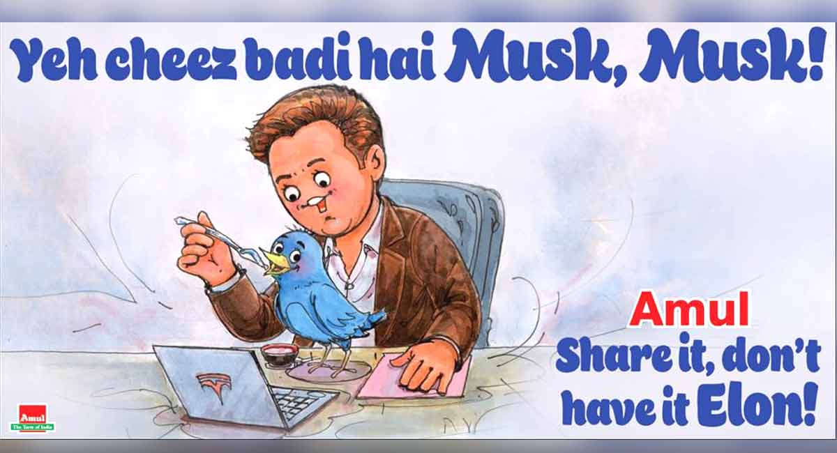 Amul makes a quirky doodle on Elon Musk for Twitter takeover