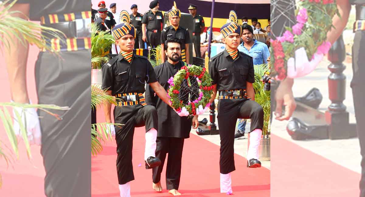 Ram Charan joins students to pay homage to fallen War Heroes in Secunderabad