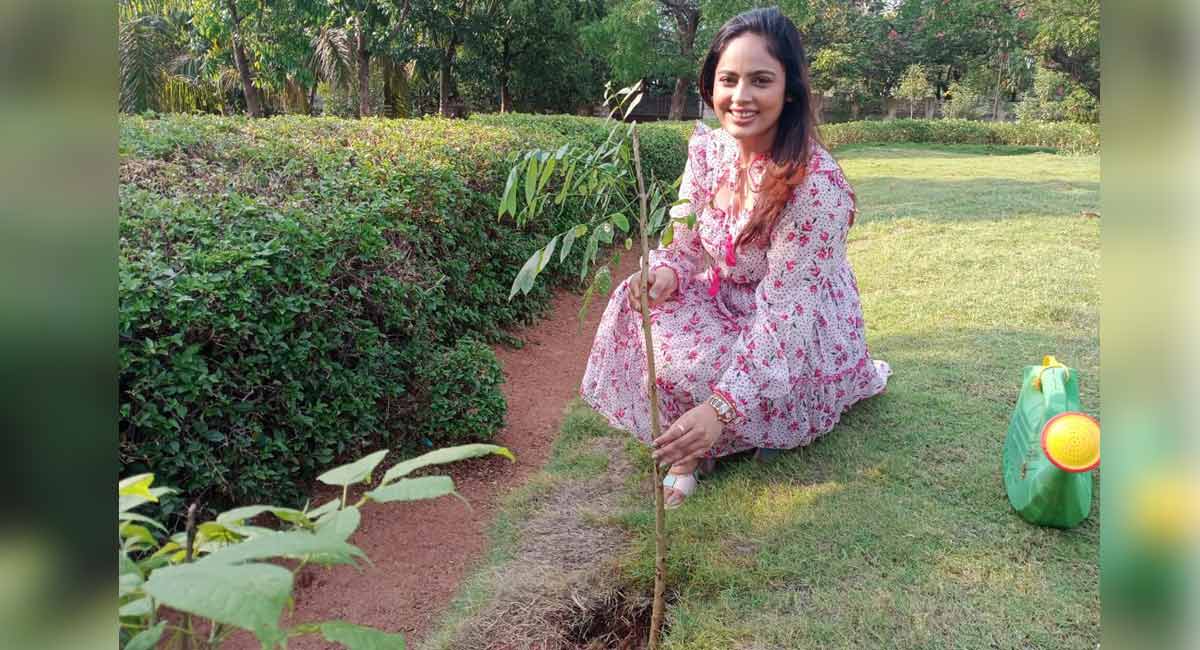 Tollywood actress Nandita Shweta takes part in Green India Challenge