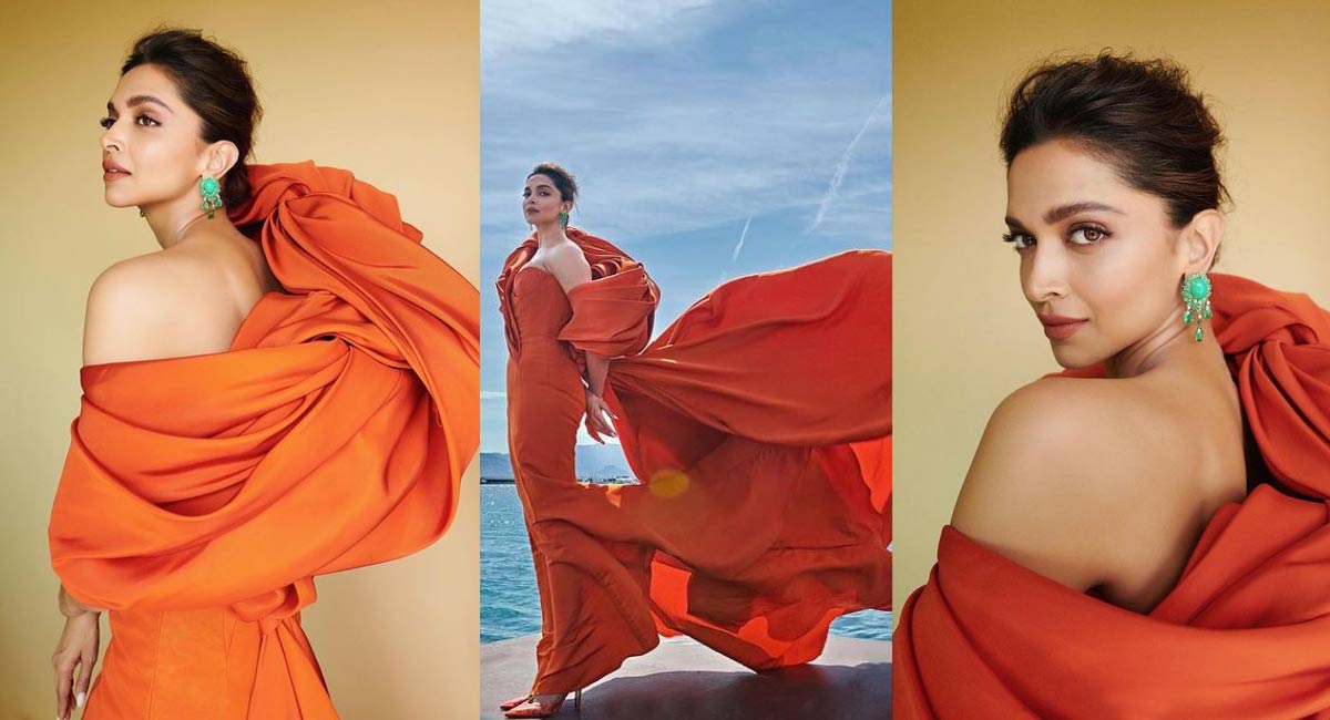 Gorgeous Looking Deepika Padukone In An Orange Sleek Dress For Chhapaak -  YouTube