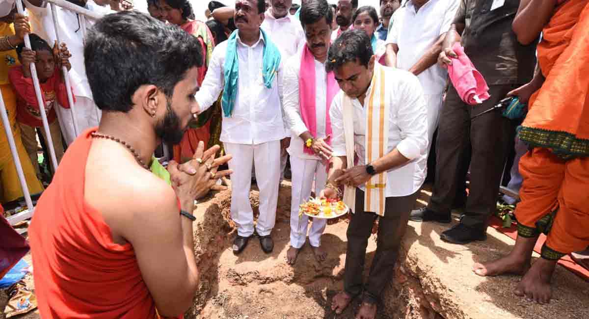 Telangana: KTR lays foundation for school building in memory of his grandmother