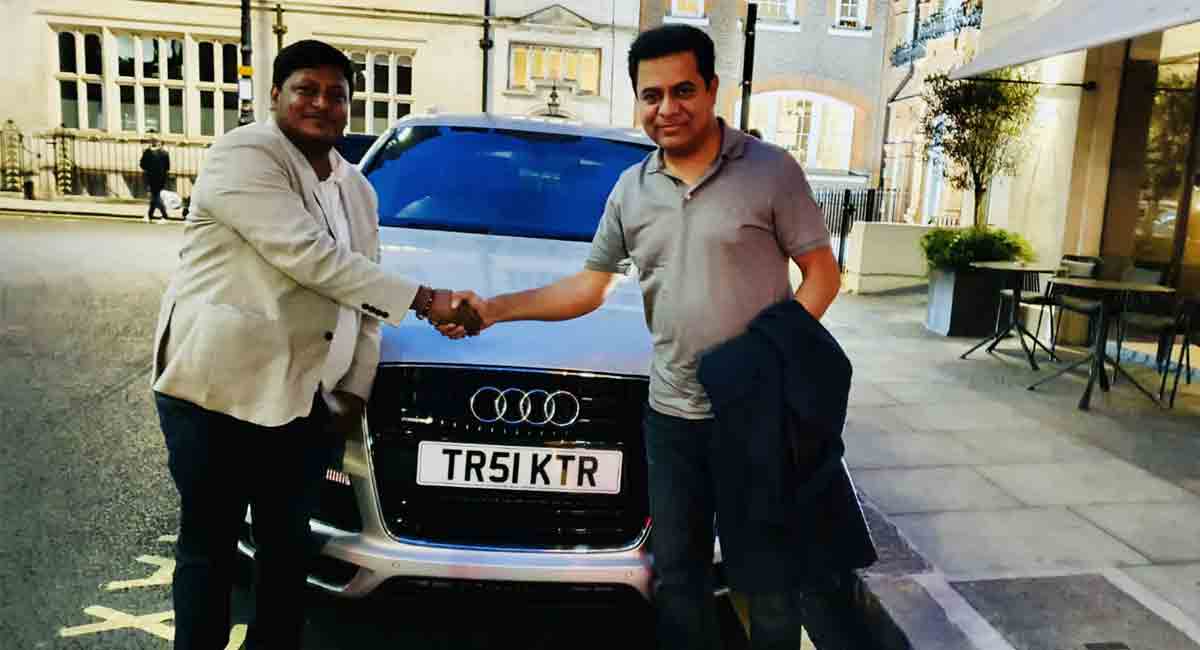 Car with 'special' registration plate picks up KTR at London airport