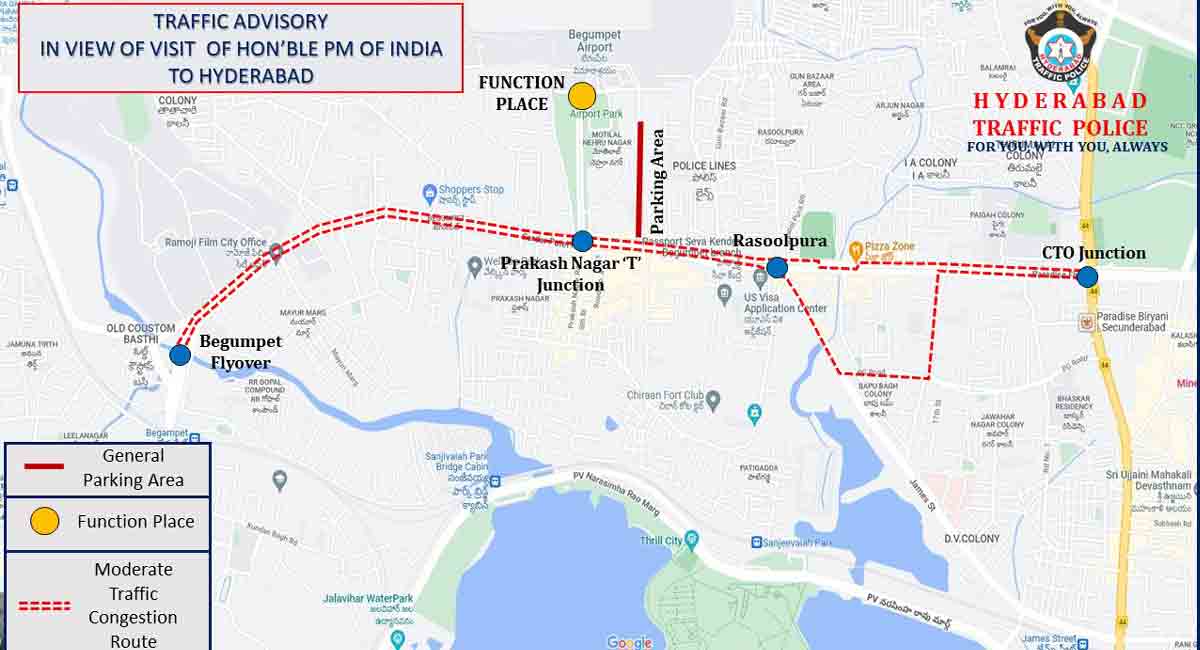 PM’s visit: Traffic restrictions at Begumpet