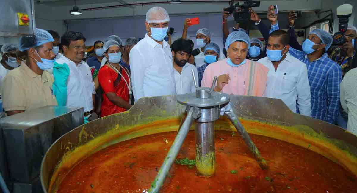 Hyderabad: Harish Rao inaugurates centralised kitchen for Rs 5 meal scheme