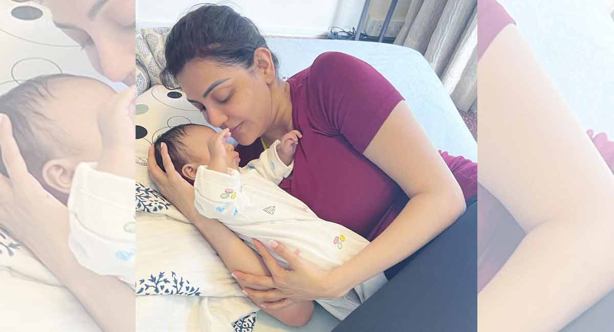Kajal Aggarwal showers her baby boy Neil with love