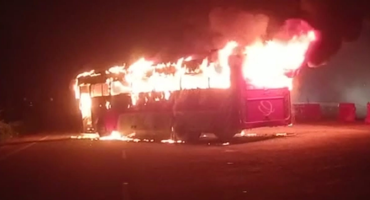 Telangana: Fire engulfs TSRTC bus near Jadcherla, passengers safe