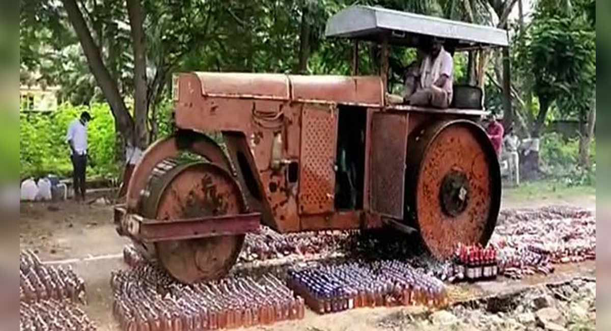 Andhra: 66,000 liquor bottles worth Rs 2 crore seized, destroyed in Kurnool