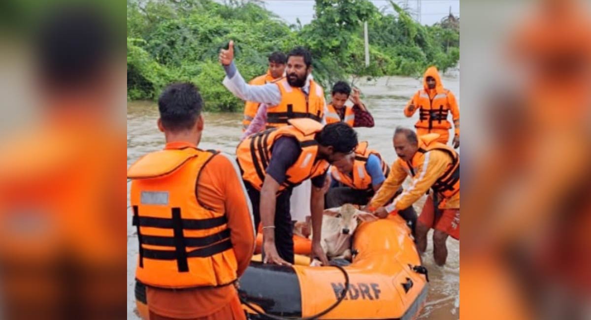 NDRF team rescued stranded Singareni workers in Godavarikhani