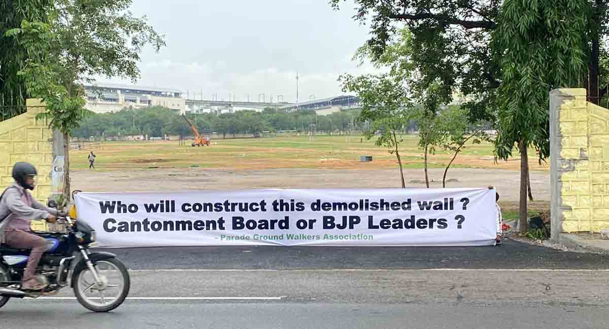 Hyderabad: Parade Ground wall demolished, forgotten after BJP meet, walkers protest
