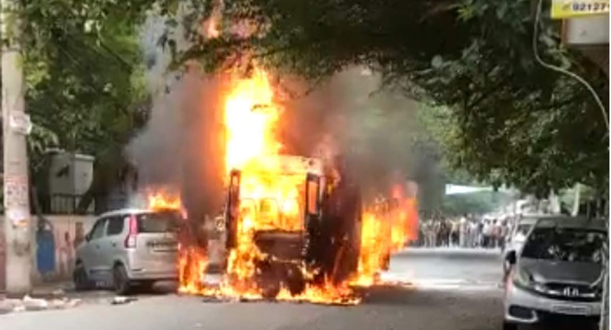 Watch: Narrow escape for 21 school kids as bus catches fire