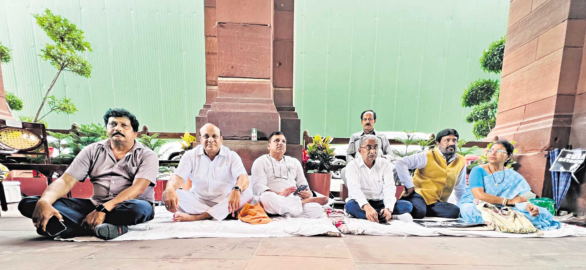 TRS MPs continue protests at Parliament