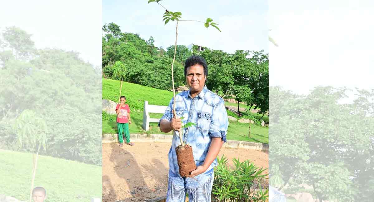 Mani Sharma plants saplings under Green India Challenge