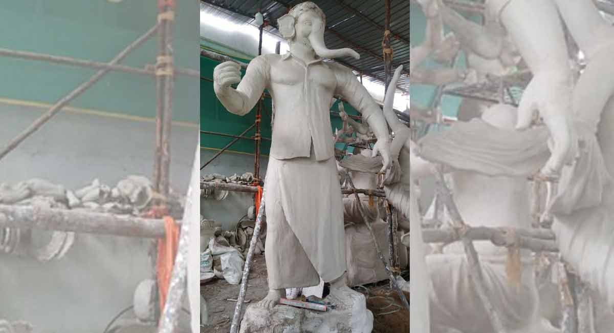 Ganesh idol that looks like Rana Daggubati’s character from Nene Raju Nene Mantri to be seen in Begum Bazar