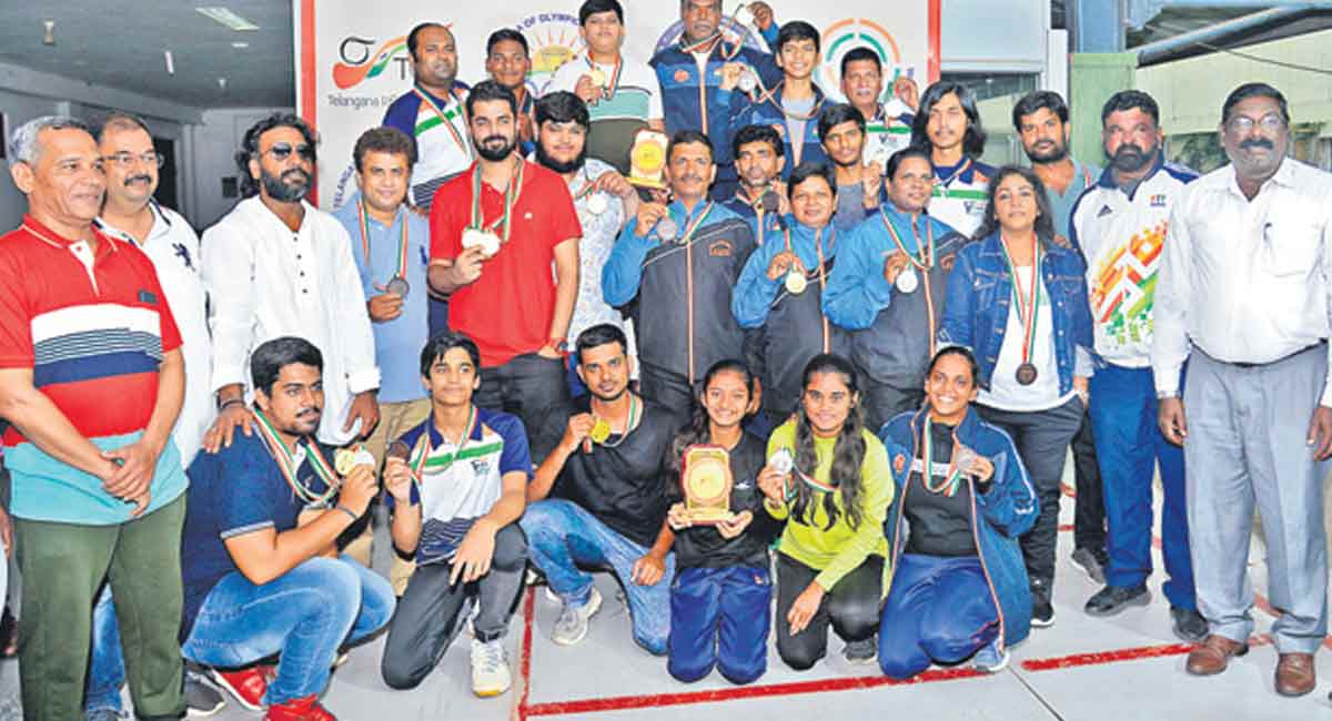 Sai Kumar won 50m Rifle Prone Gold in the 8th Telangana Shooting Championship