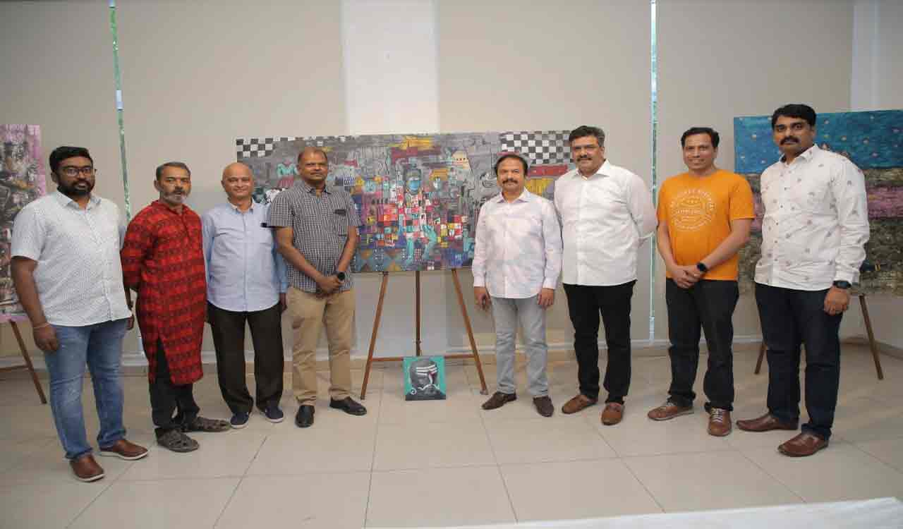 Artist Srikanth Babu Exhibits His Works At State Art Gallery