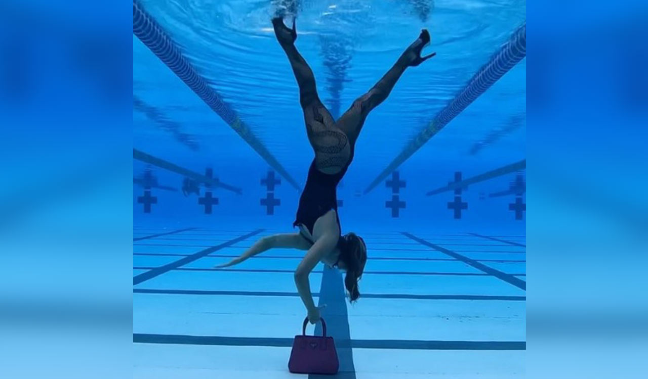 Video of woman walking upside down inside swimming pool leaves netizens amazed