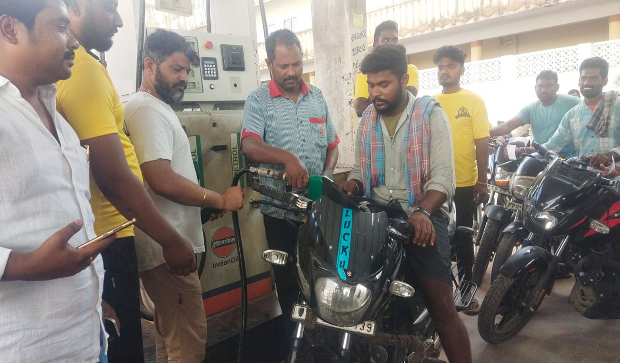 Telangana: Suryapet man offers free petrol in memory of departed son