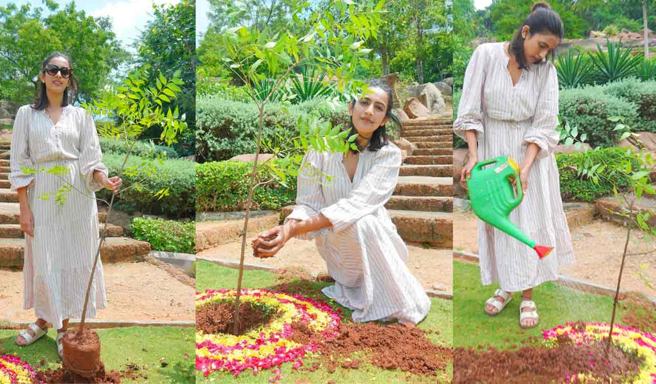 Niharika Konidela participates in Green India Challenge