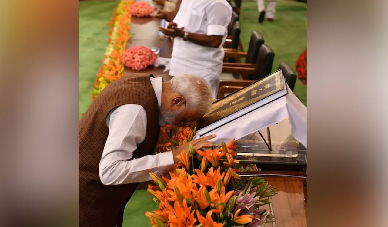 PM Modi pays homage to makers of Indian Constitution - Telangana Today