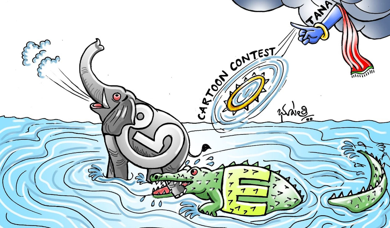 Karimnagar cartoonist's work wins place among best cartoons in TANA contest  - Telangana Today