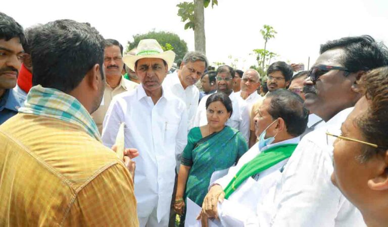 CM KCR interacting with famers