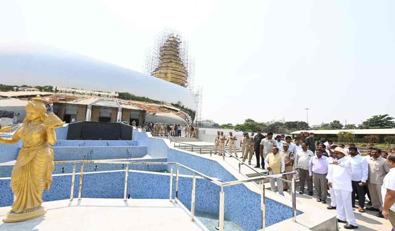CM KCR inspects Secretariat, Ambedkar Statue and Martyrs’ Memorial
