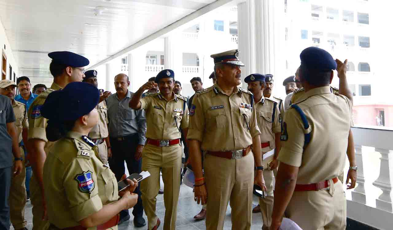 Hyderabad Police inspecting arrangements 