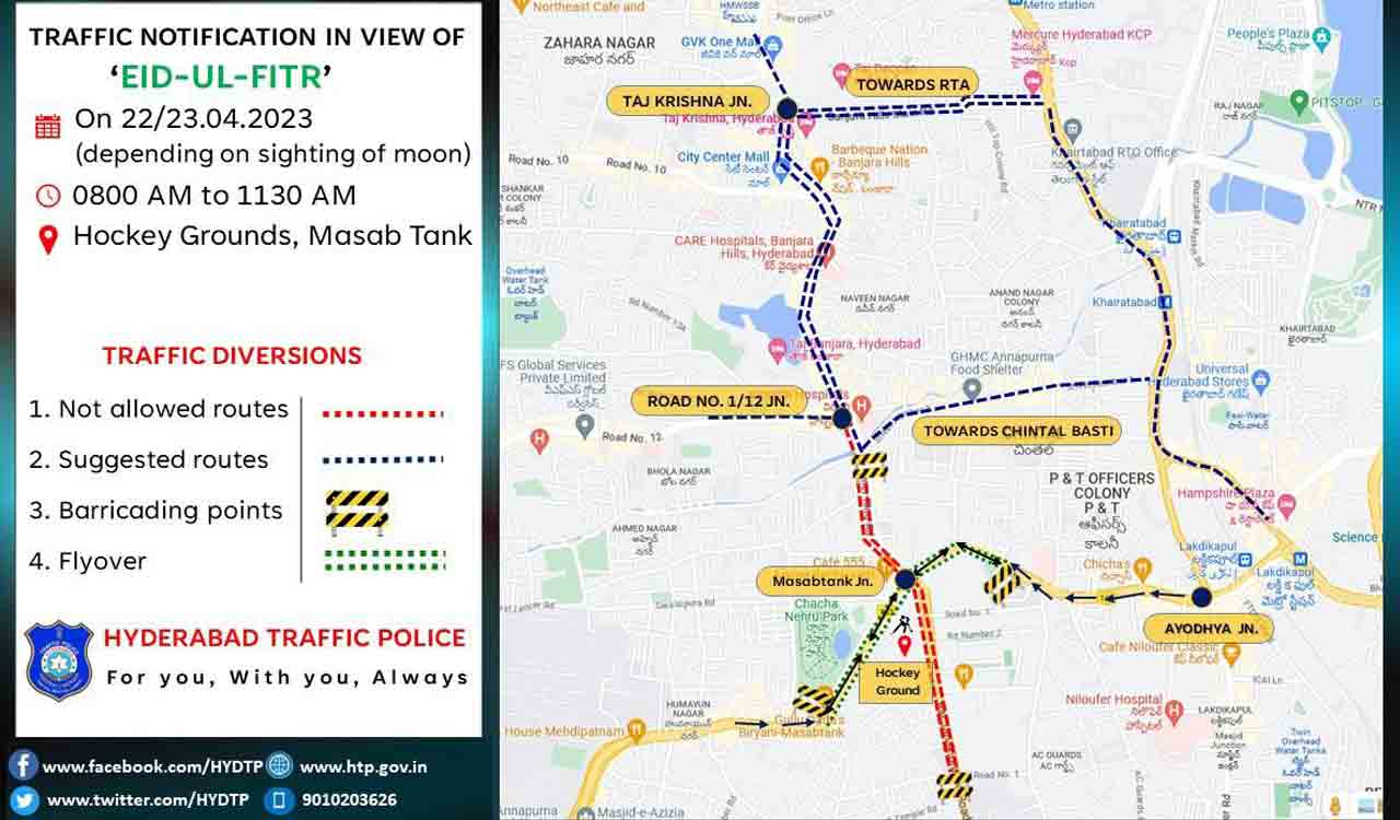 Hyderabad: Traffic restrictions issued for Eid ul Fitr prayers