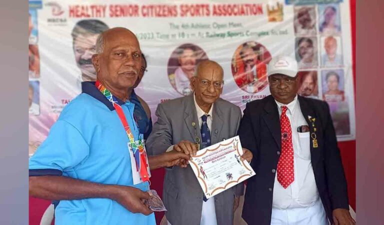 A veteran sportsman of Kothagudem district Dr. B Krishnaiah won medals in national open athletic meet in Hyderabad.