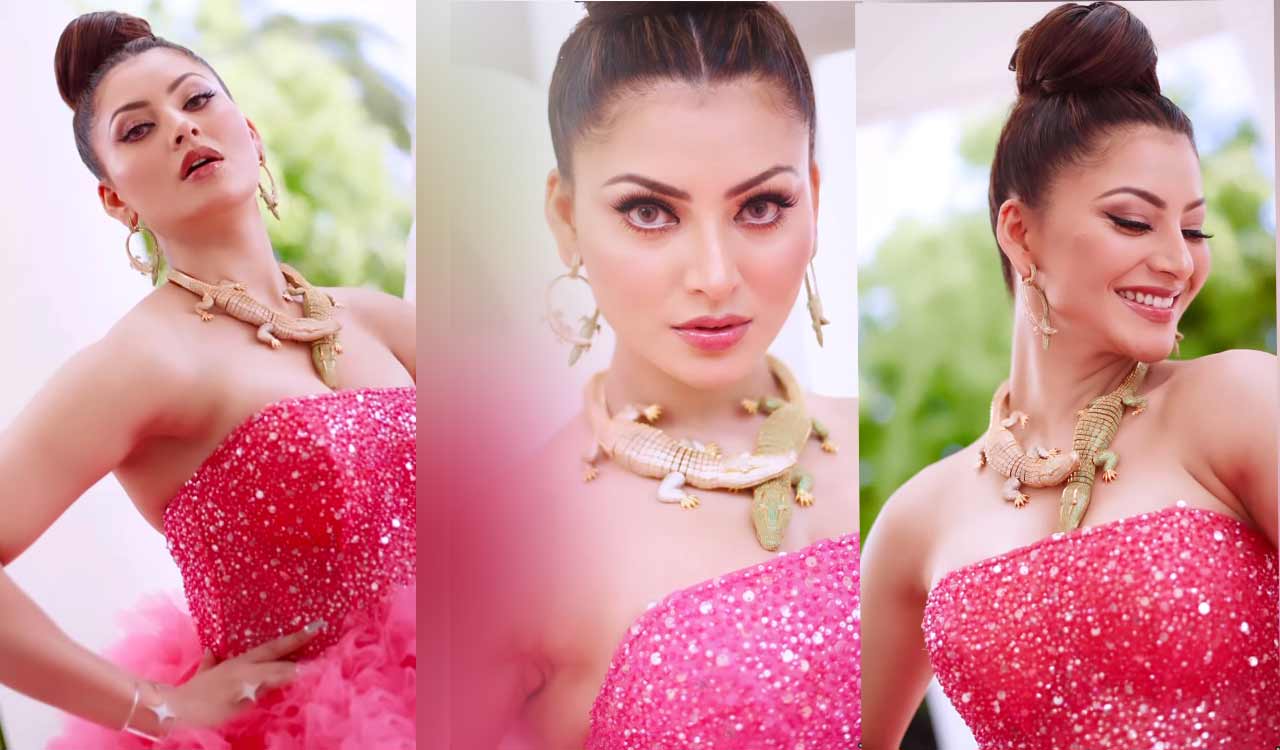 Cannes 2023: Urvashi Rautela adds Alligator Necklace to pink Tulle gown -  Telangana Today