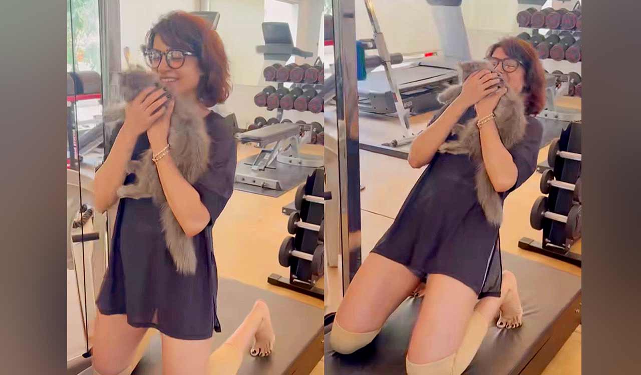 Samantha sets fitness goals in adorable workout video with her cat ‘Gelato’