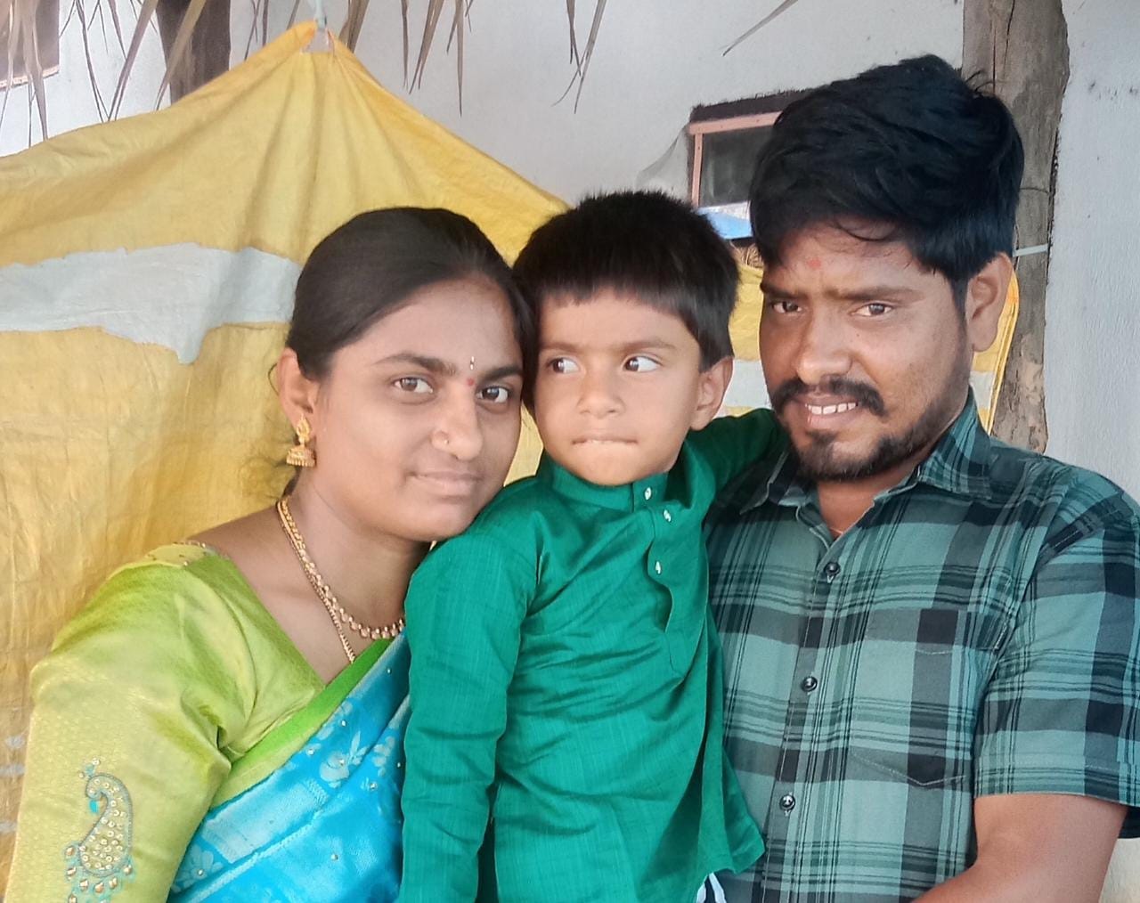 Mutyala Rama with her husband and son