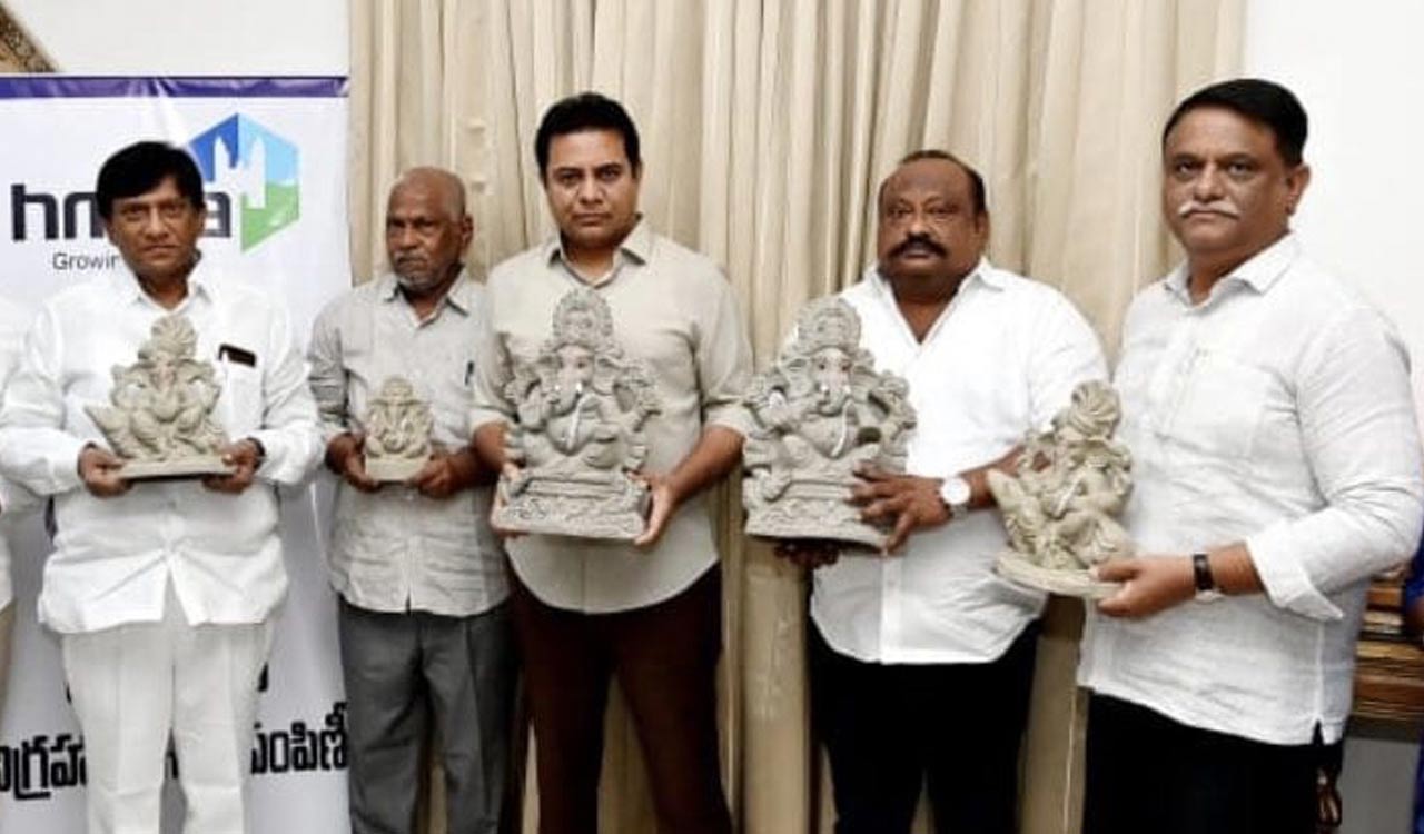 KTR kickstarts HMDA’s annual distribution program of 1 lakh clay Ganesh idols