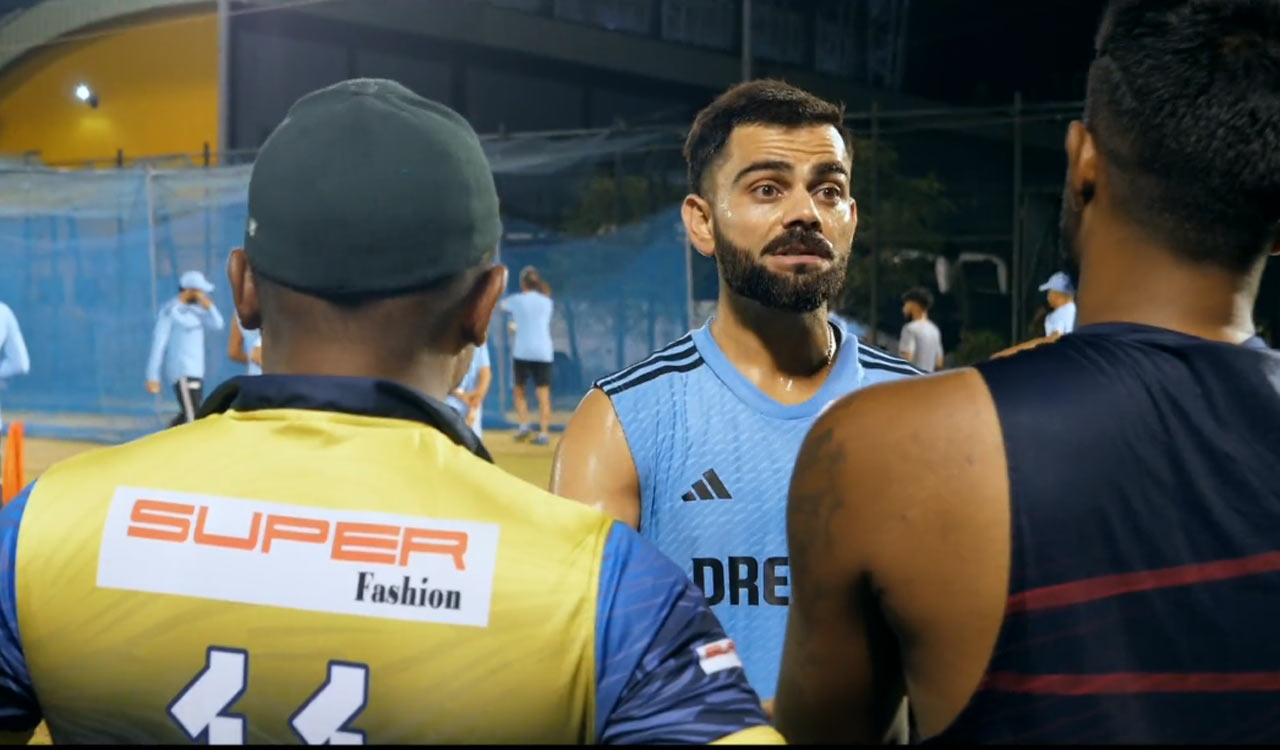 Virat Kohli shares his mantra with budding cricketers during practice session