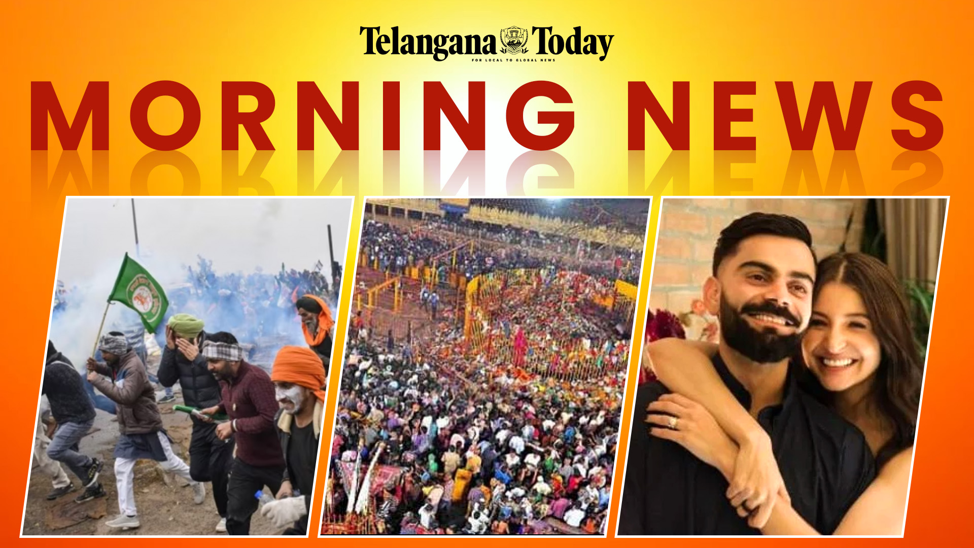 Morning News Today: Delhi Chalo March paused, Telangana Medaram Jathara, Virat-Anushka new baby
