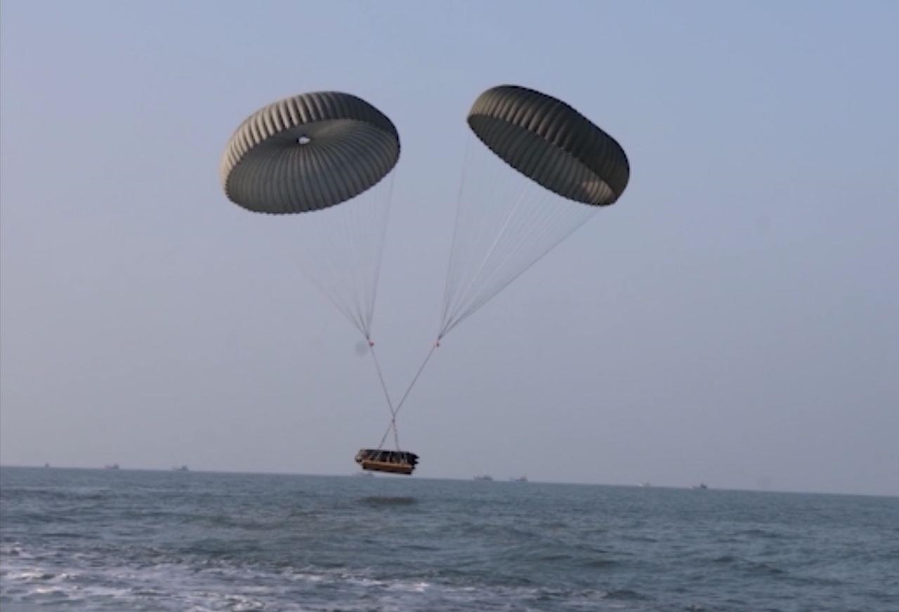 Indian Navy conducts airborne insertion operations over Arabian Sea
