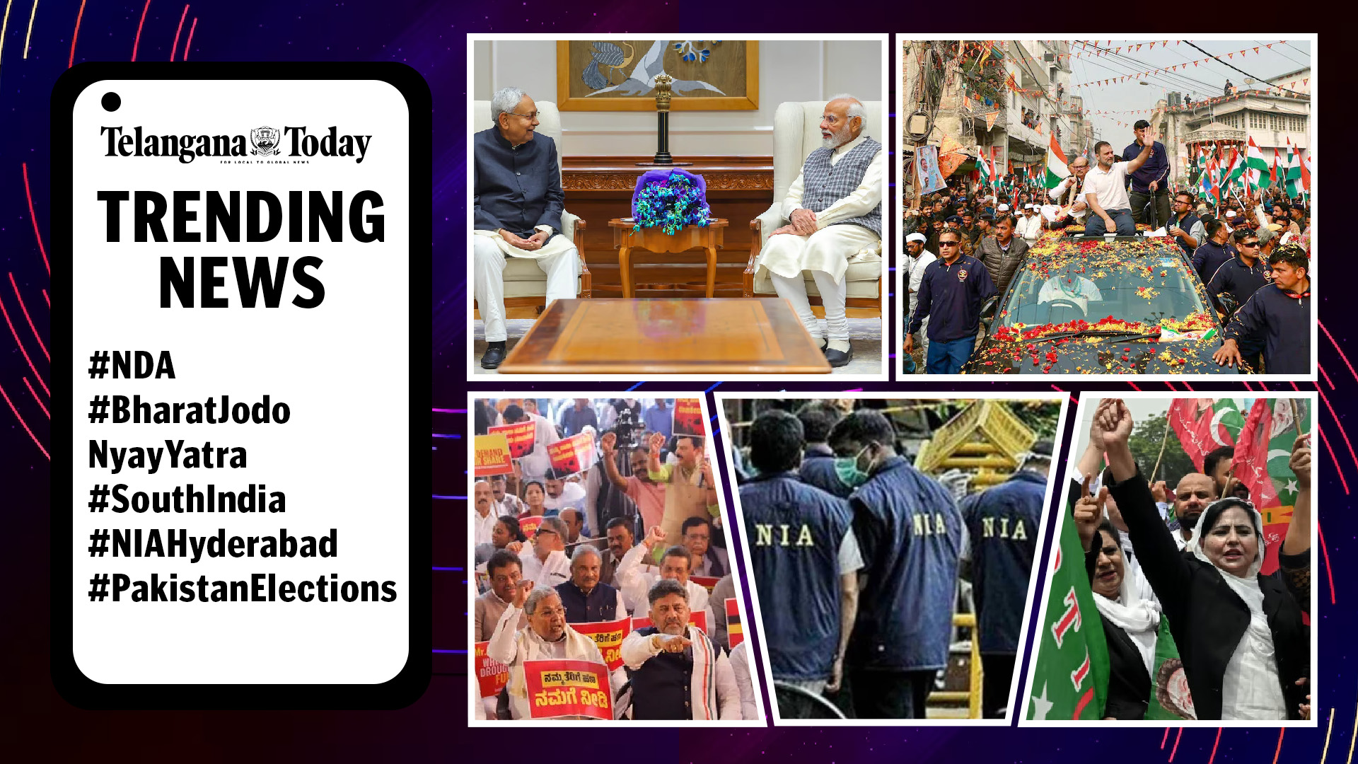 Trending News Today: NDA, Bharat Nyay Jodo Yatra, South India, NIA, Pakistan Elections