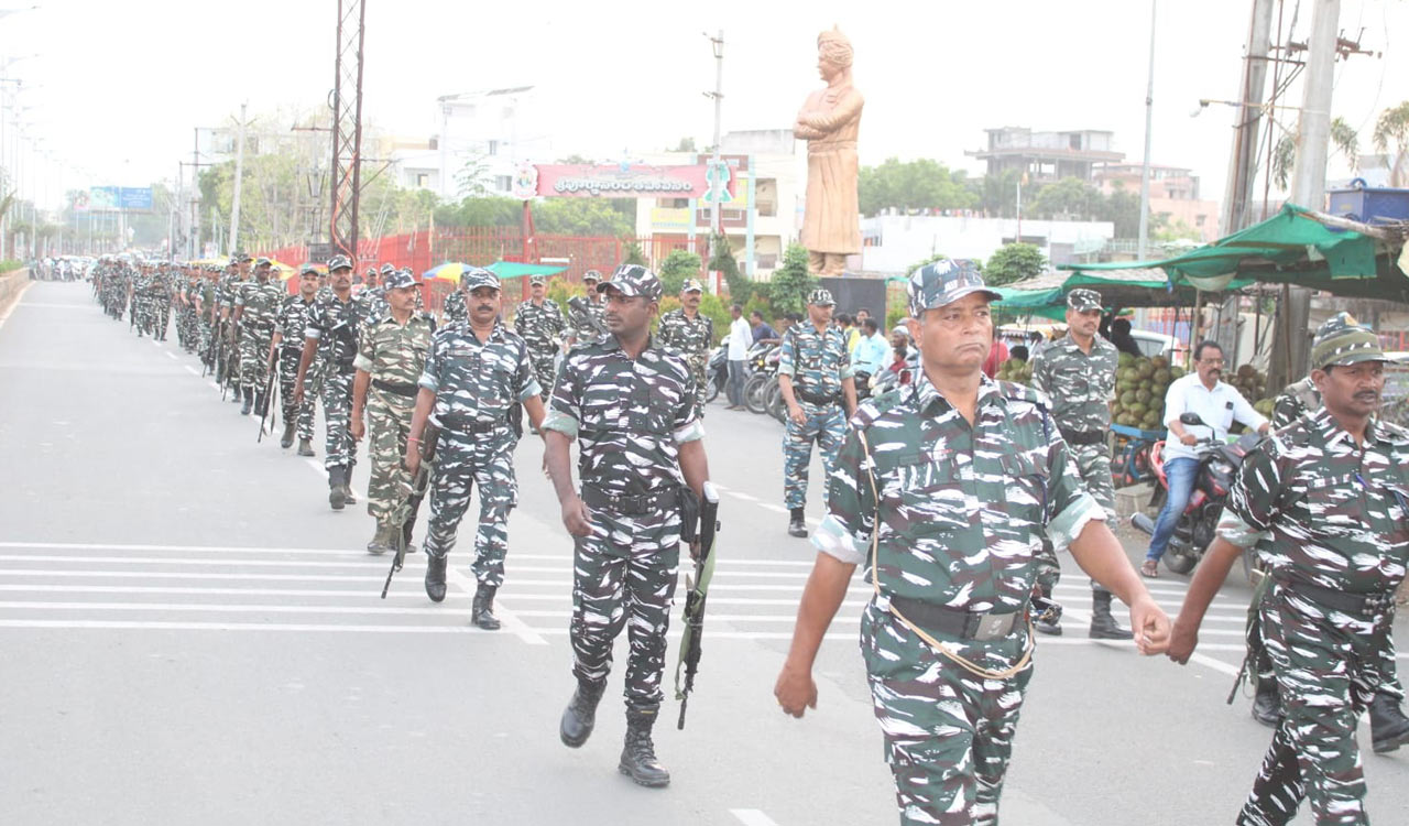 Flag march taken out in Adilabad