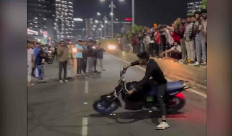 Reckless bike stunts turn Raidurgam road near T-Hub into nighttime hazard