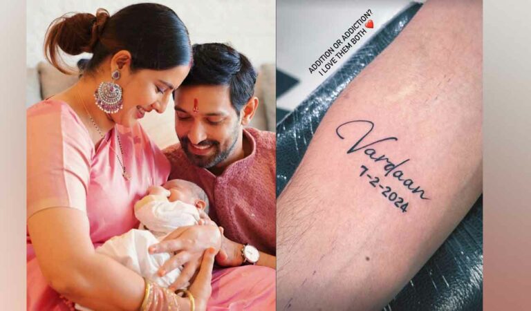 Vikrant Massey tattoos son Vardaan's name, date of birth on his arm